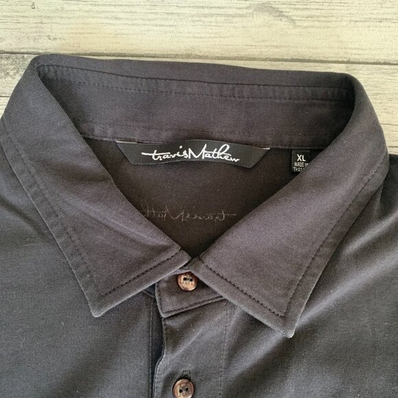 Travis Mathew Black and White Polo Shirt Minimalist Design - Picture 2 of 7